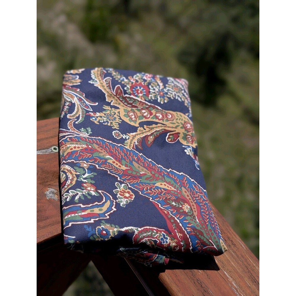 Vintage Royal Blue Paisley RALPH LAUREN King Size Pillow Sham 100% Cotton EUC